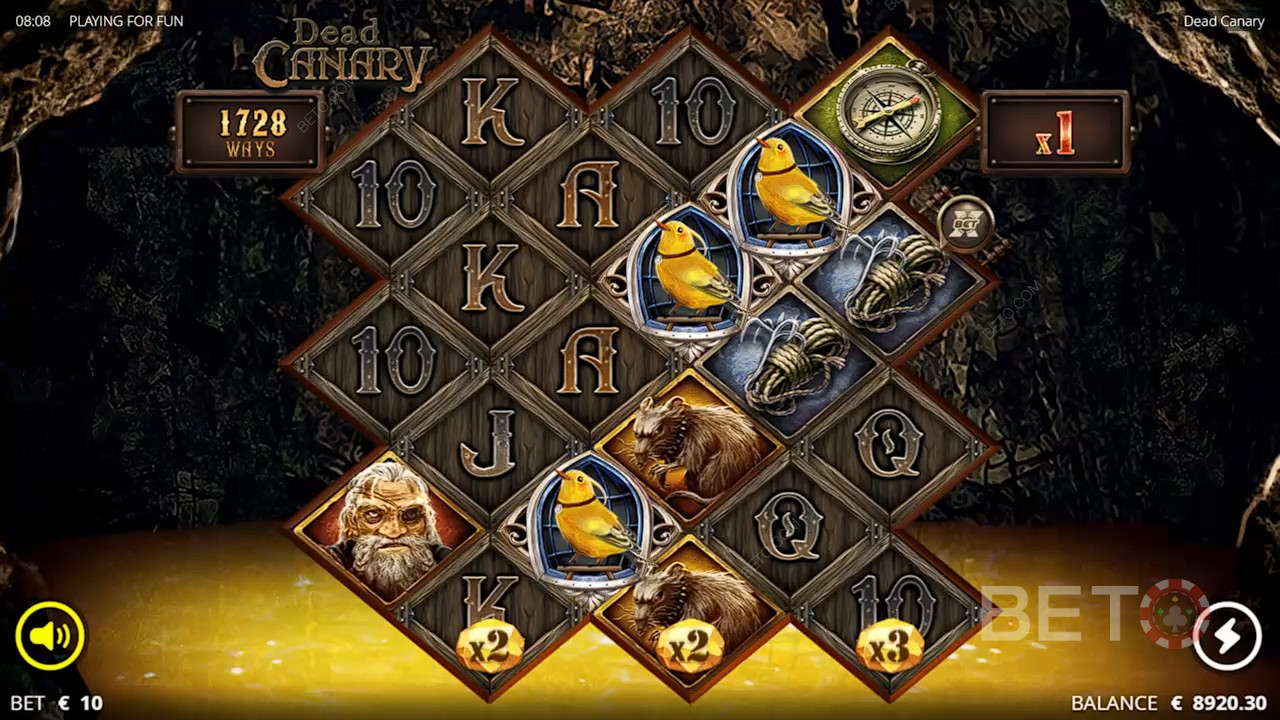 Drie Canary Scatters activeren Free Spins in Dead Canary slot