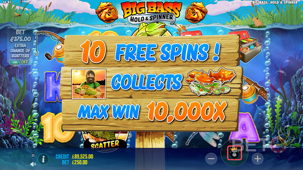 Win 10.000x je inzet in de Big Bass Bonanza Hold en Spinner videoslot!