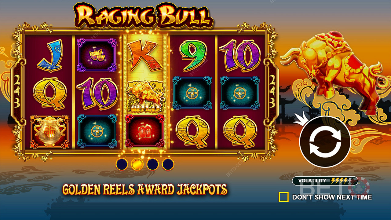 Win Jackpots in het basisspel van de Raging Bull gokkast