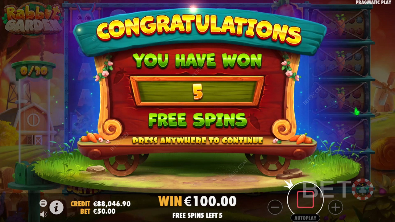 Win 5 Free Spins na minimaal 4 Scatters