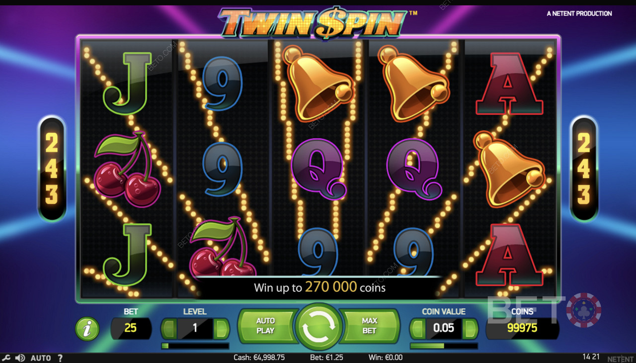 Twin Spin - Eenvoudige gameplay met symbolen zoals klokken, kersen en andere symbolen