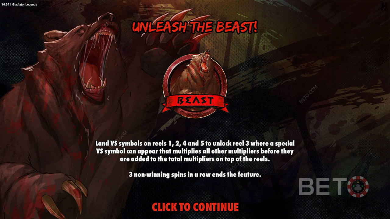 Win gigantisch door Multipliers in het Unleash the Beast bonusspel