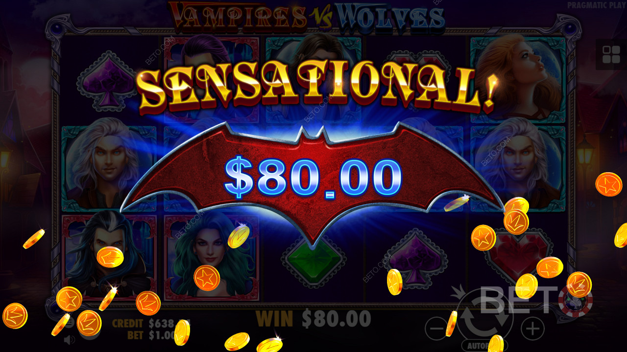 Het winnen van een grote uitbetaling in Vampires vs Wolves