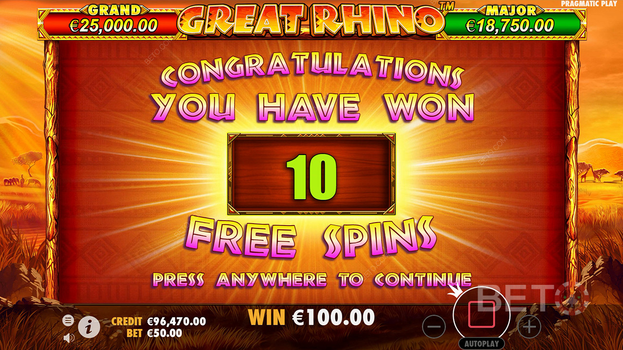 Win 500x je inzet in de Great Rhino Online Slot!