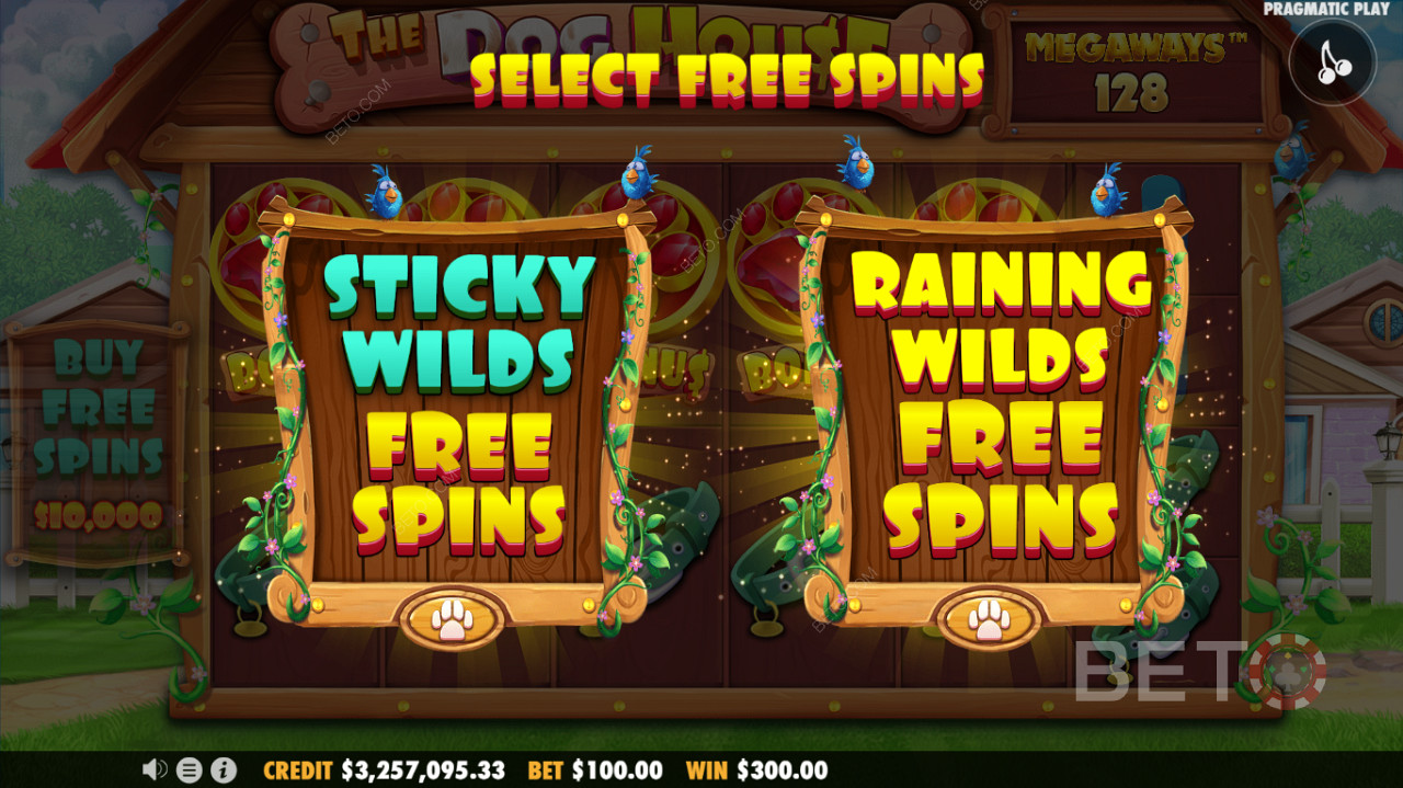 Twee Free Spins modus beschikbaar - Een Sticky Wilds Free Spins of Raining Wilds Free Spins functie