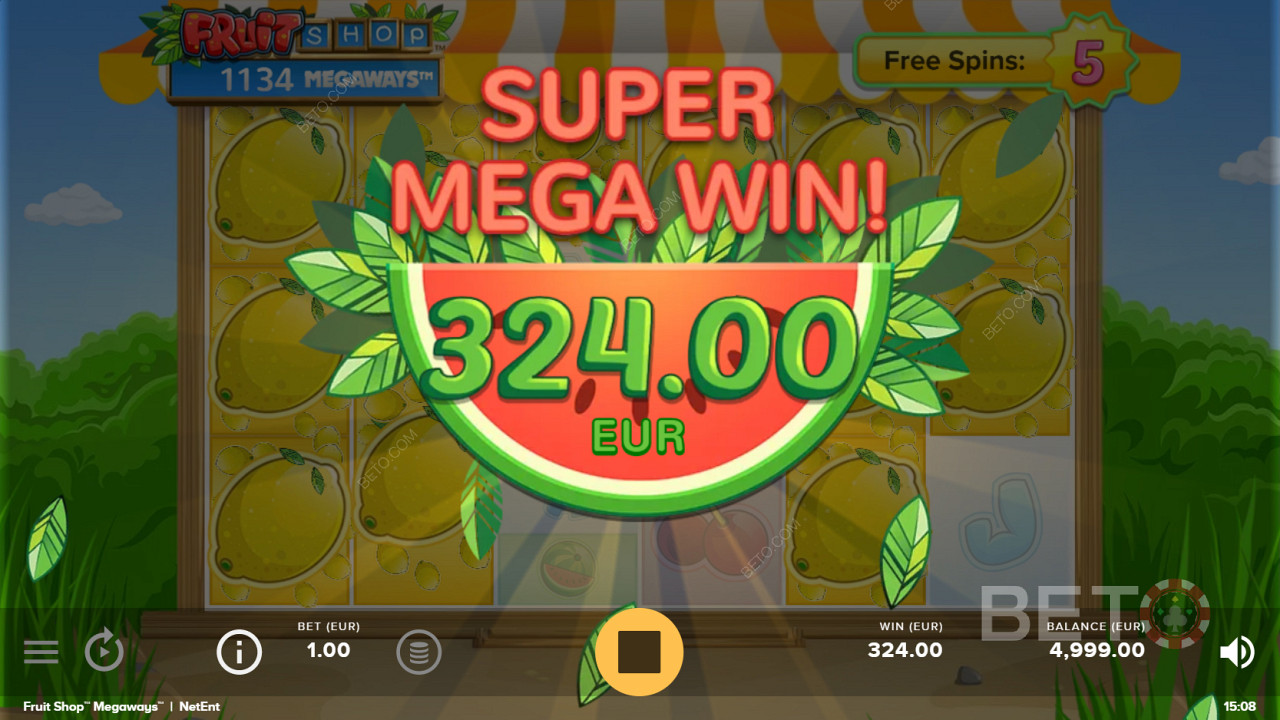 De gewilde Super Mega Win in Fruit Shop Megaways