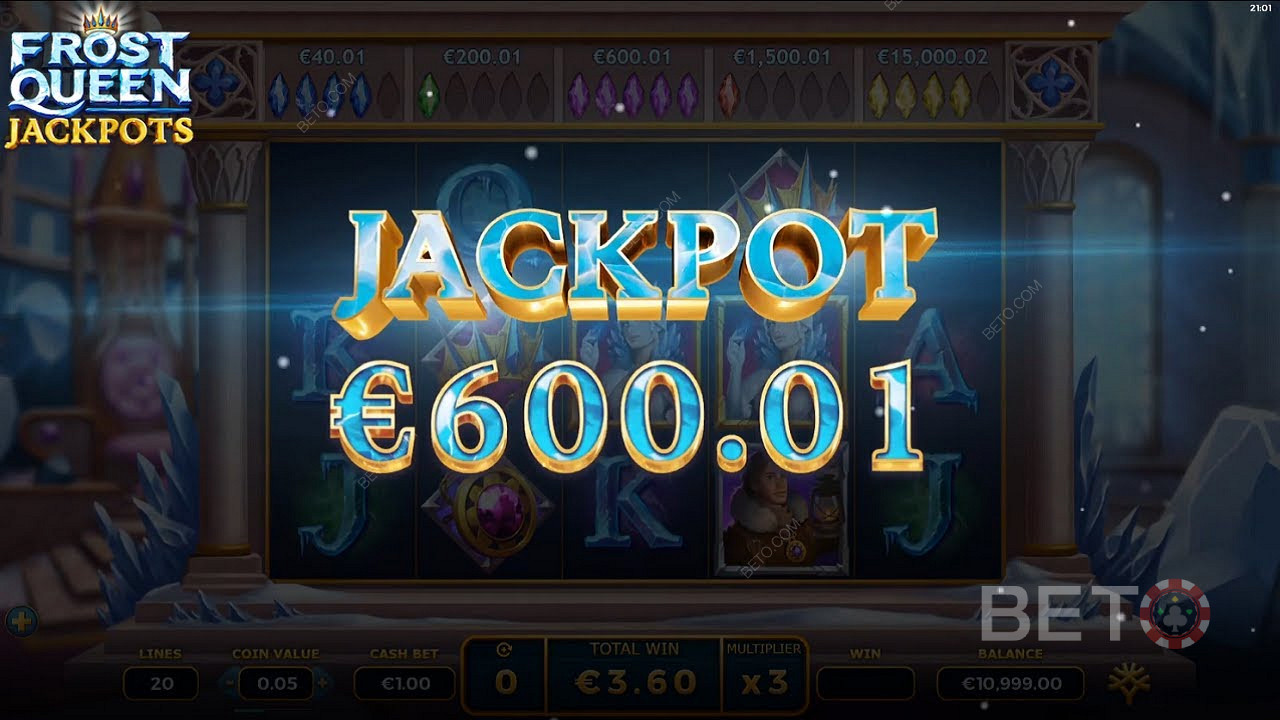 Het krijgen van een jackpot ter waarde van 600 euro in Frost Queen Jackpots