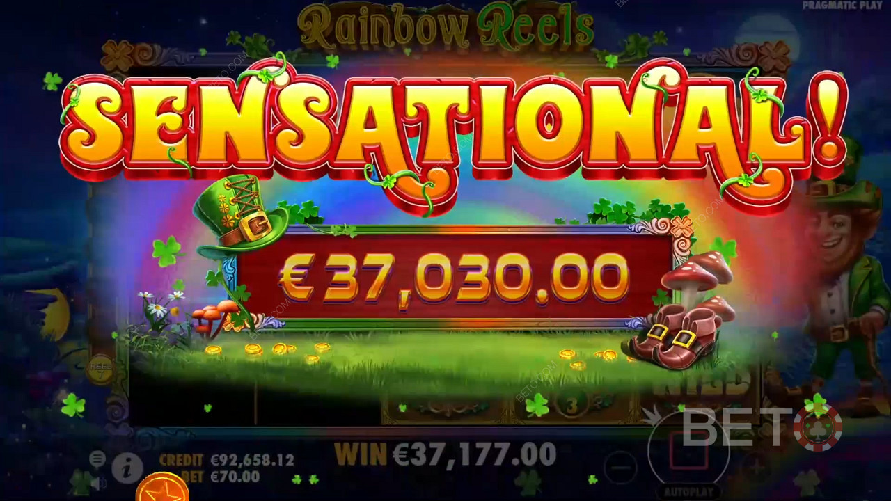 Win 5.000x je inzet in de Rainbow Reels Slot Online!
