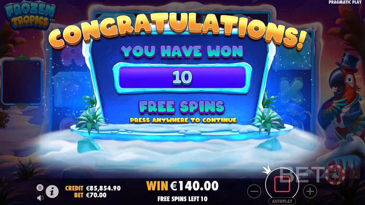 Win 10 Free Spins waarbij de Win Multiplier niet gereset wordt