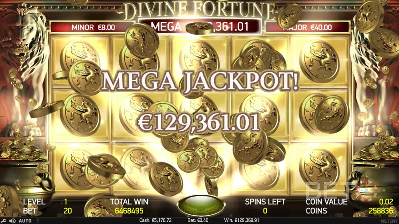 Het winnen van de Mega Jackpot is de belangrijkste attractie van Divine Fortune