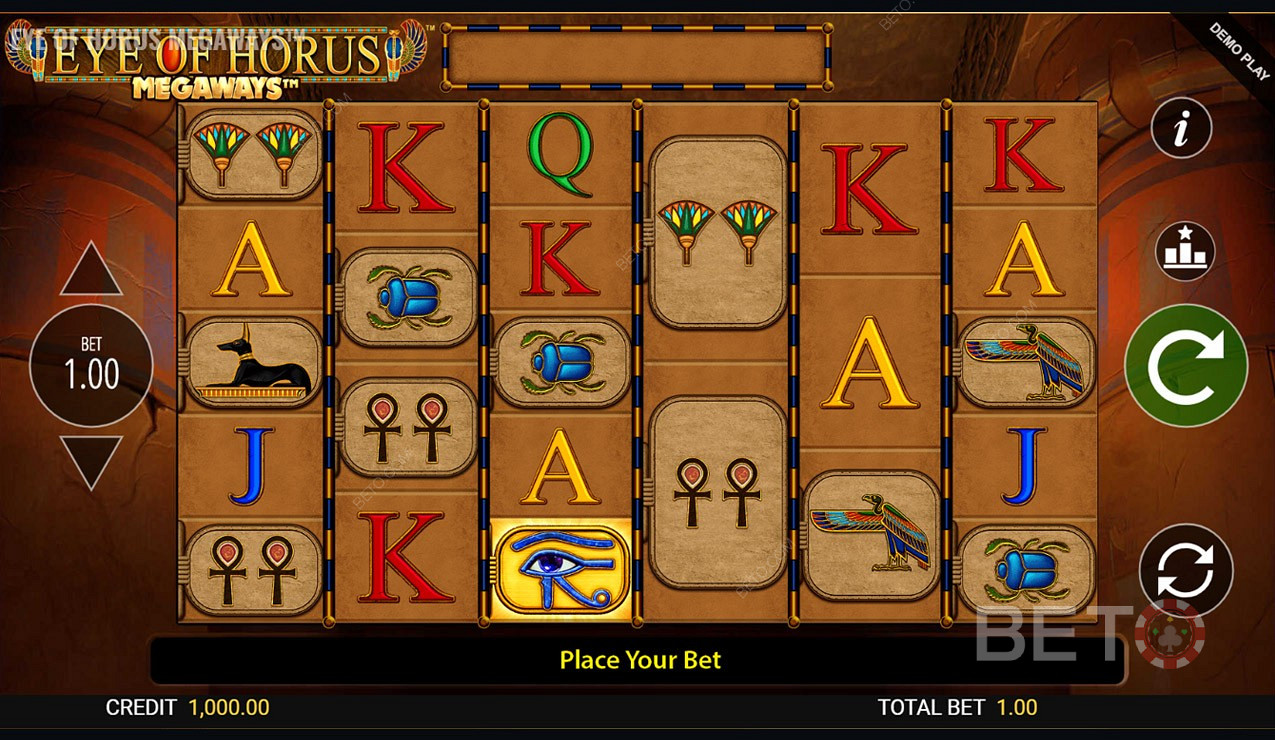 Er zijn in totaal 15.625 winmanieren in Eye of Horus Megaways Online Slot