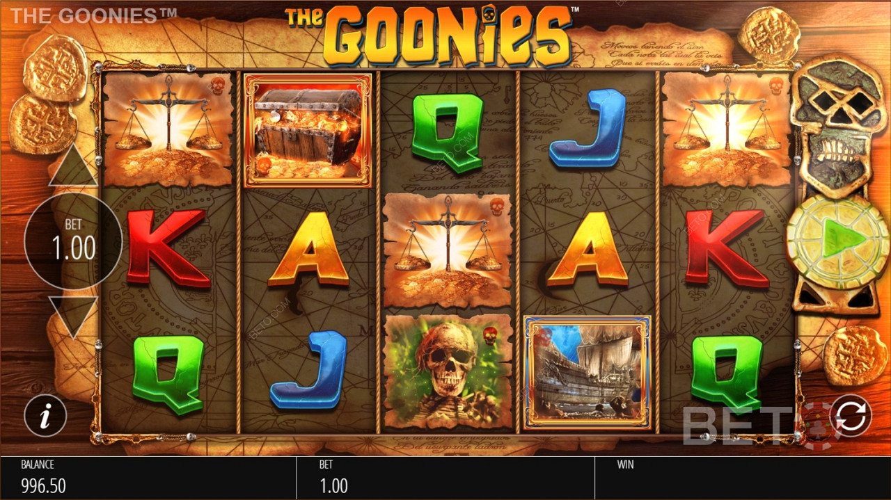 Verschillende symbolen in The Goonies Jackpot King