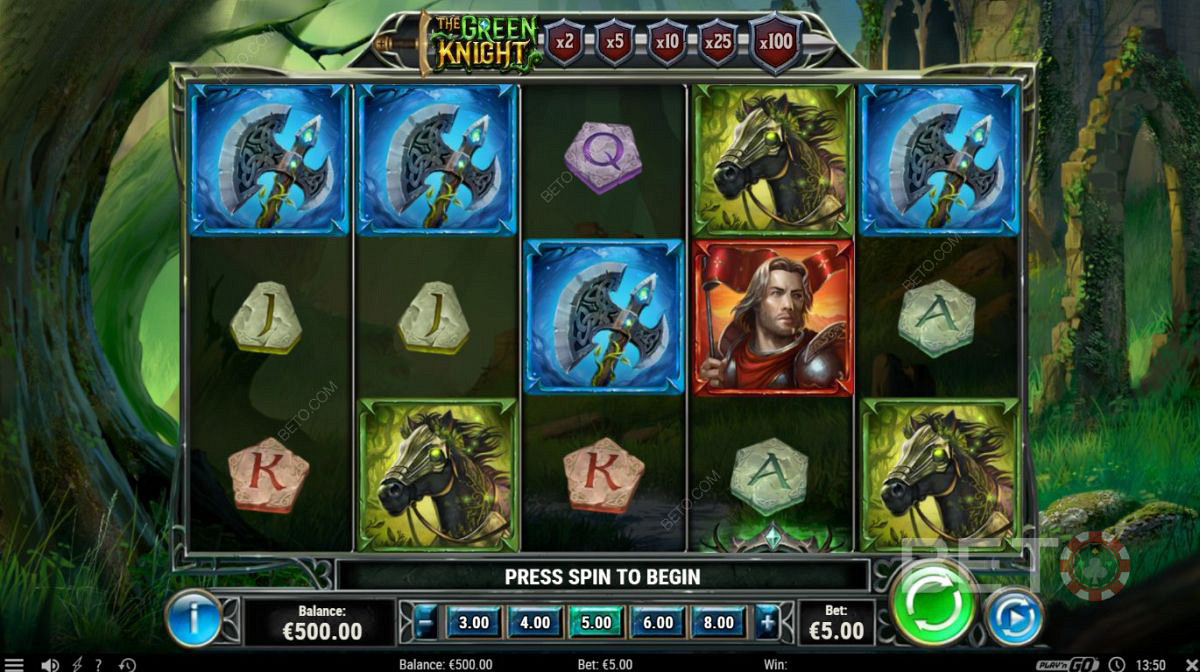 Verschillende goedbetalende symbolen in The Green Knight gokkast