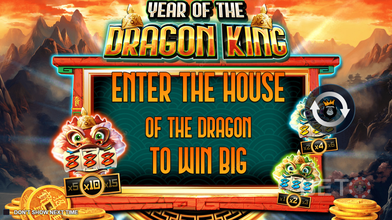 Geniet van maximaal 5 minigokautomaten in de Year of the Dragon King slot