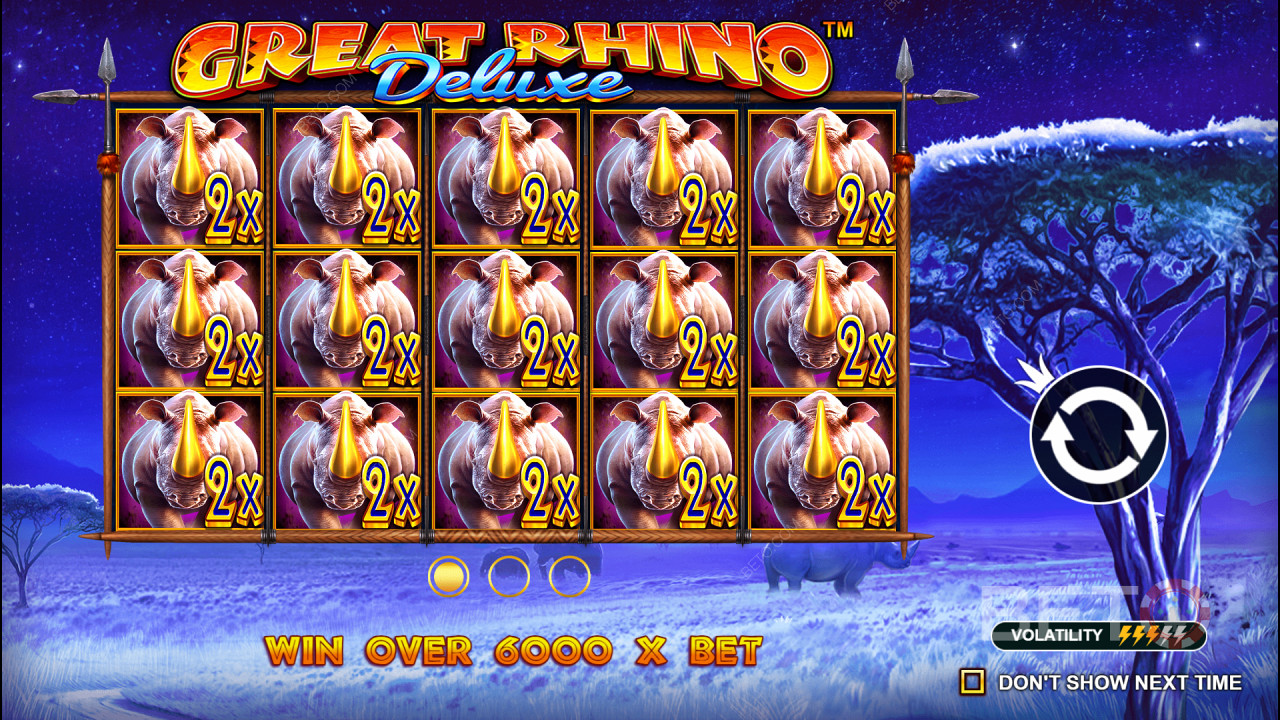 Win 6.242x je inzet in de Great Rhino Deluxe Slot!