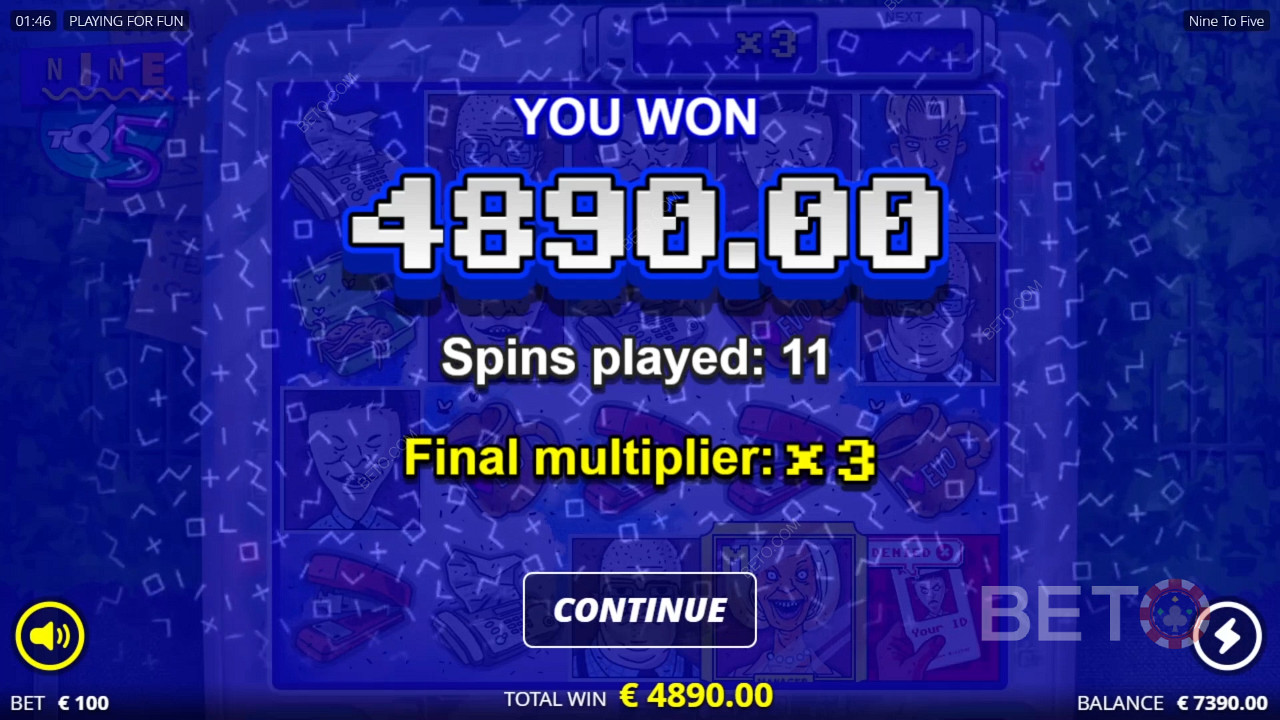 Win 9.217 Je inzet in de Nine To Five videoslot!
