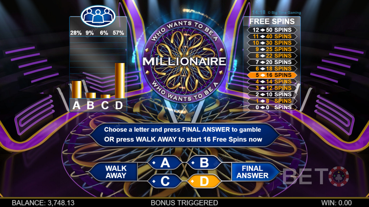 Who Wants To Be A Millionaire Megaways - De tijd tikt door, vraag het publiek of bel een vriend als je de volgende miljonair wilt worden!
