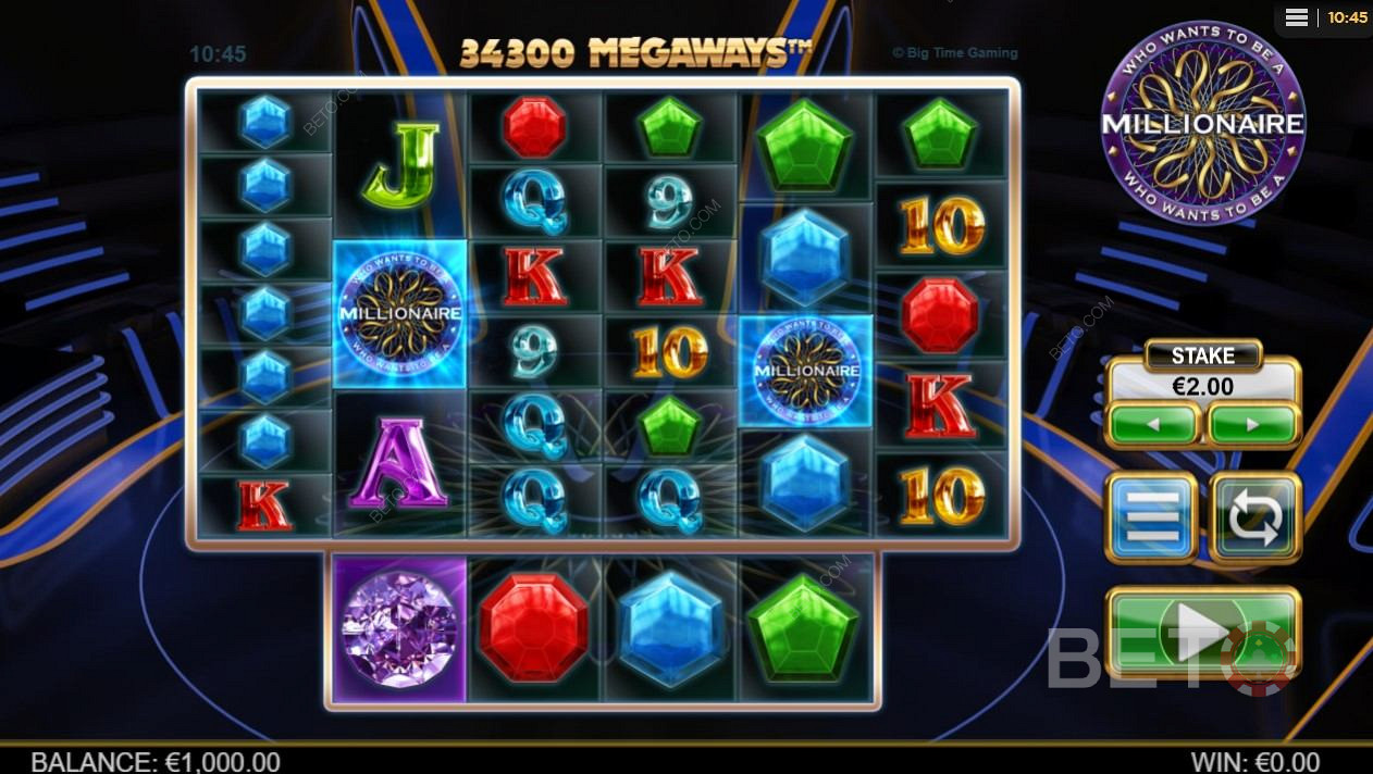Basis lay-out van de Who Wants to be a Millionaire slot scherm is verleidelijk