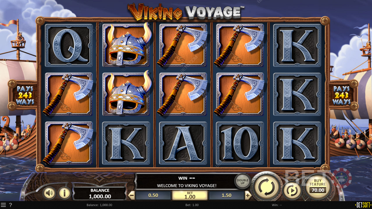 Geniet van het Viking thema, de graphics en de symbolen in de Viking Voyage online slot