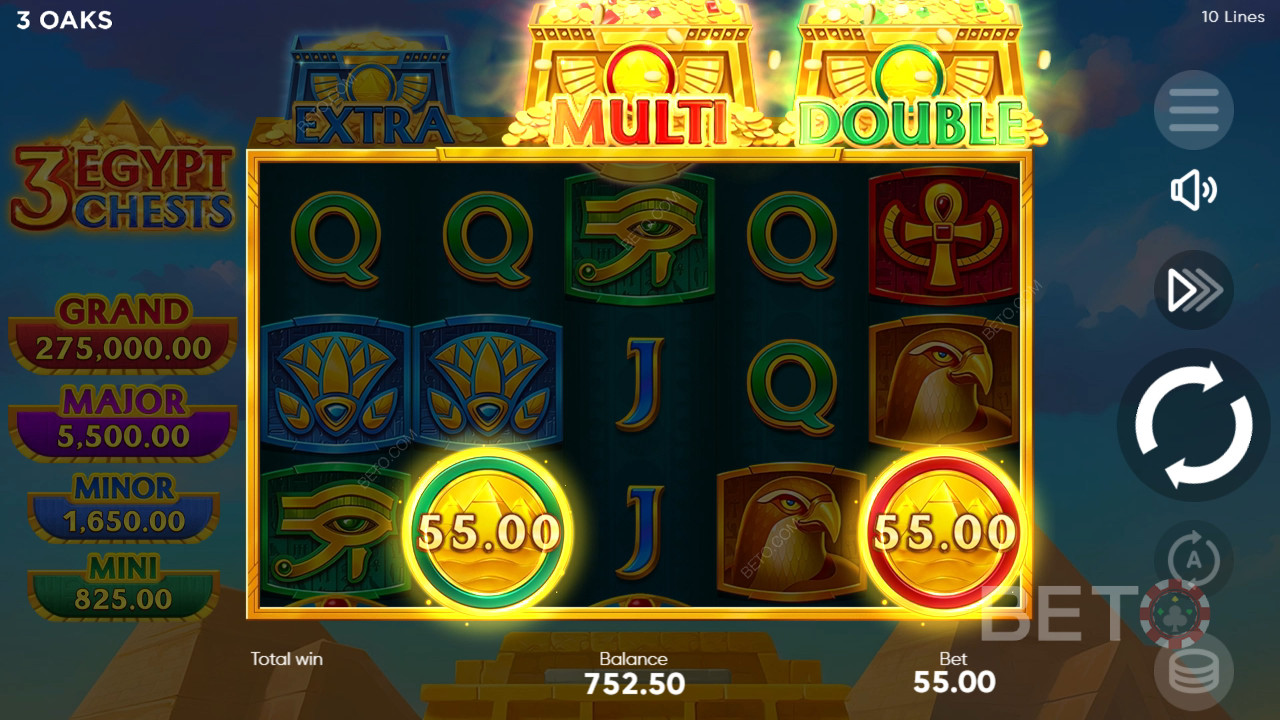 3 Egypt Chests Review door BETO Slots