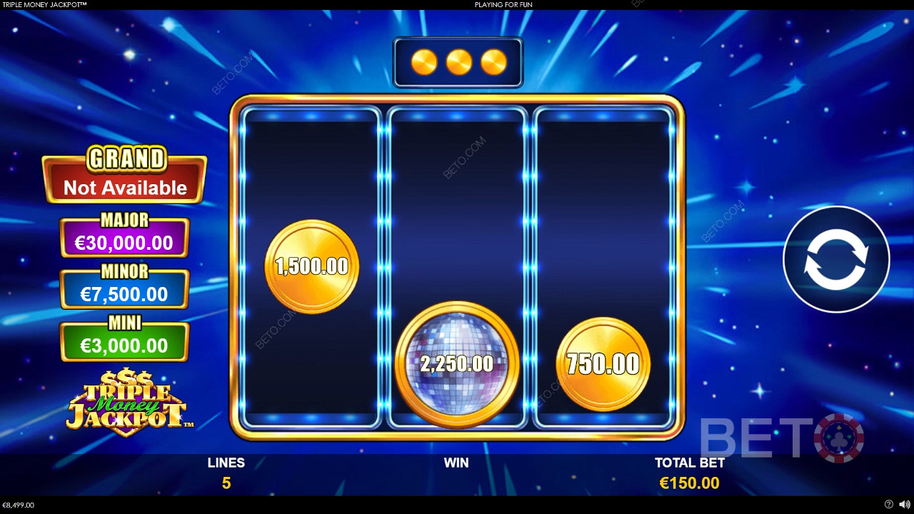 Win 1.334x je inzet in de Triple Money Jackpot Slot!