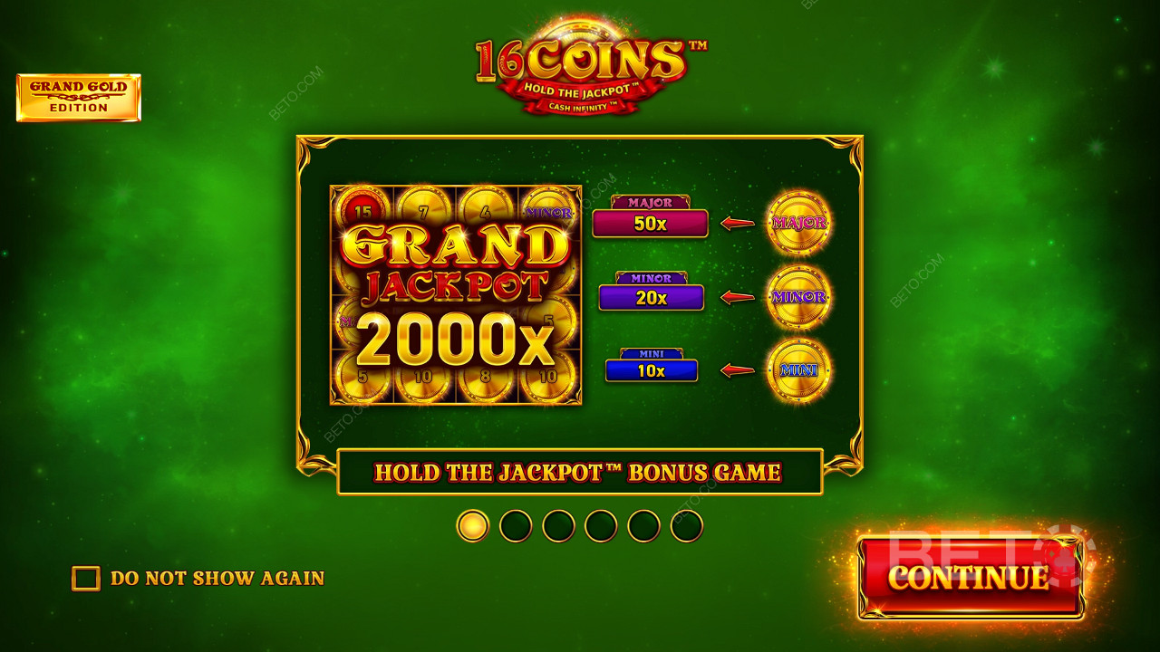 Win 2.000x je inzet in de 16 Coins Grand Gold Edition online gokkast!