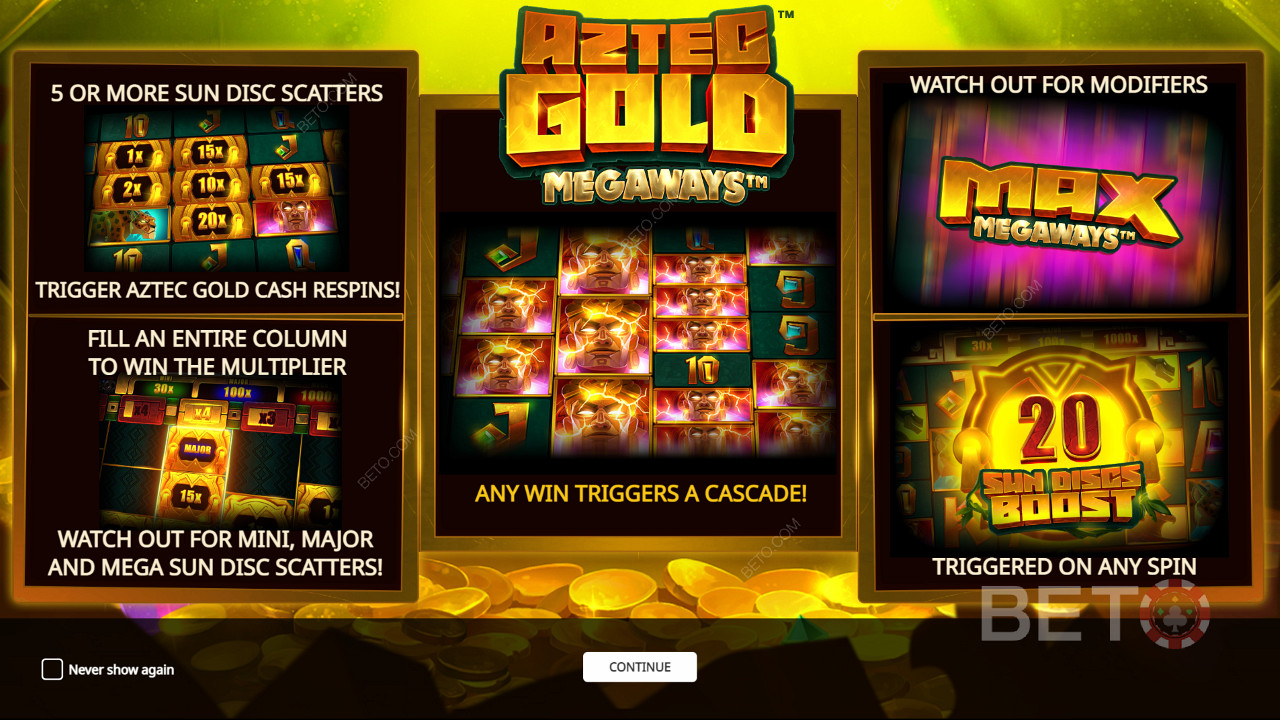 Geniet van verschillende krachtige bonusfuncties in Aztec Gold Megaways gokkast
