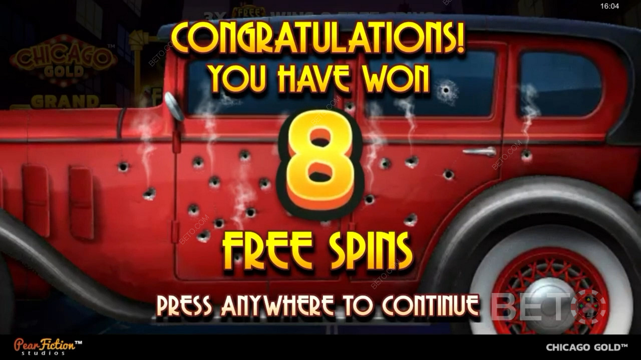 Geniet van acht 8 Free Spins in de slot Chicago Gold