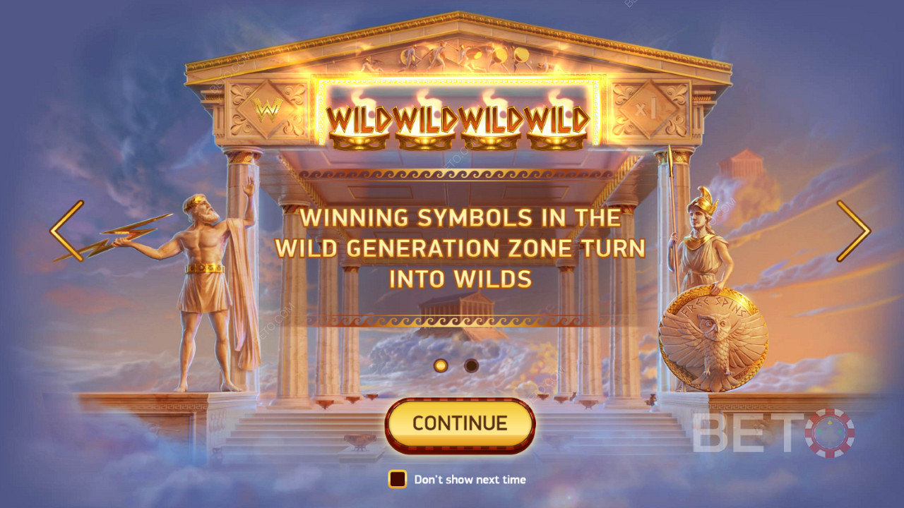 Alle symbolen die betrokken zijn bij een winst in de Wilde Generatie Zone zullen Wilds worden