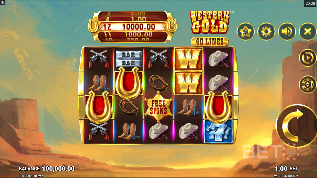 Western Gold cowboy-thema slot van Just For The Win