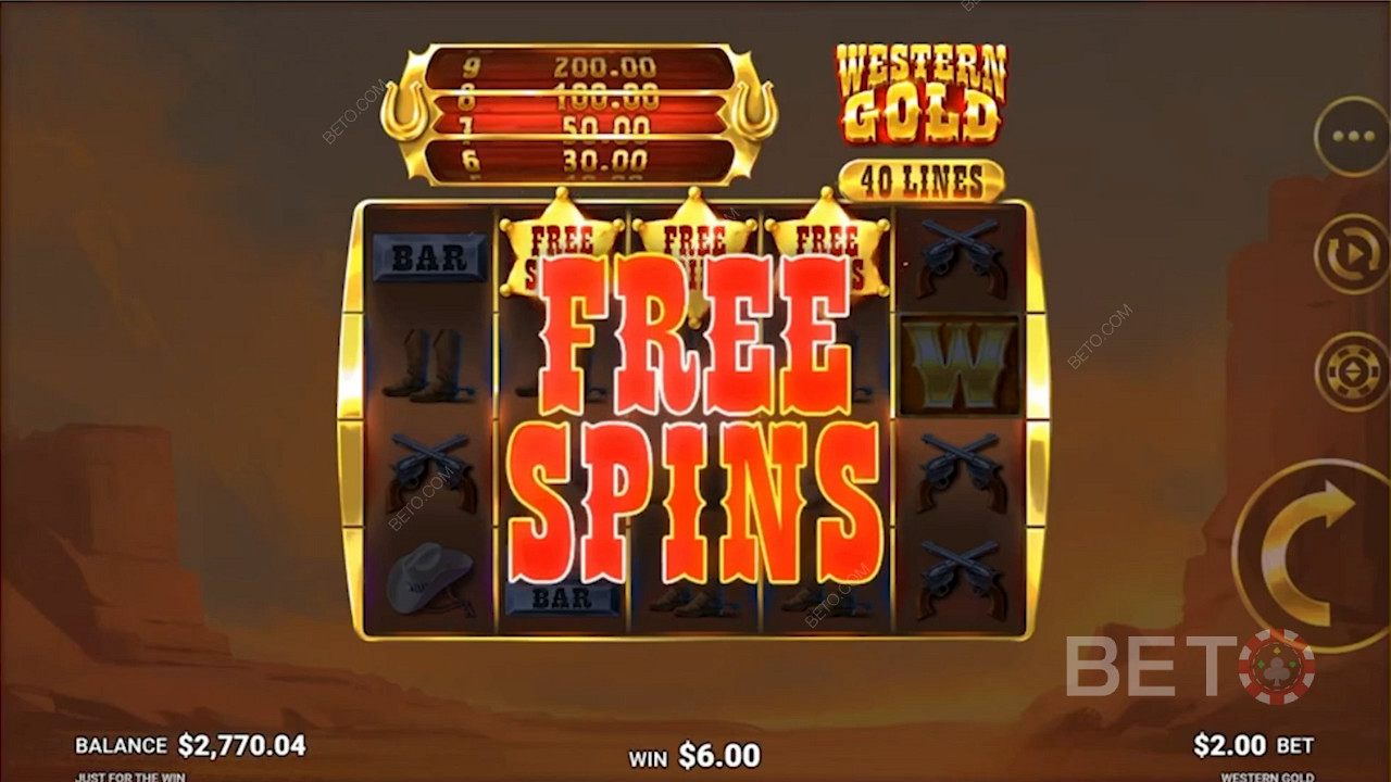 Landing Free Spins in Western Gold