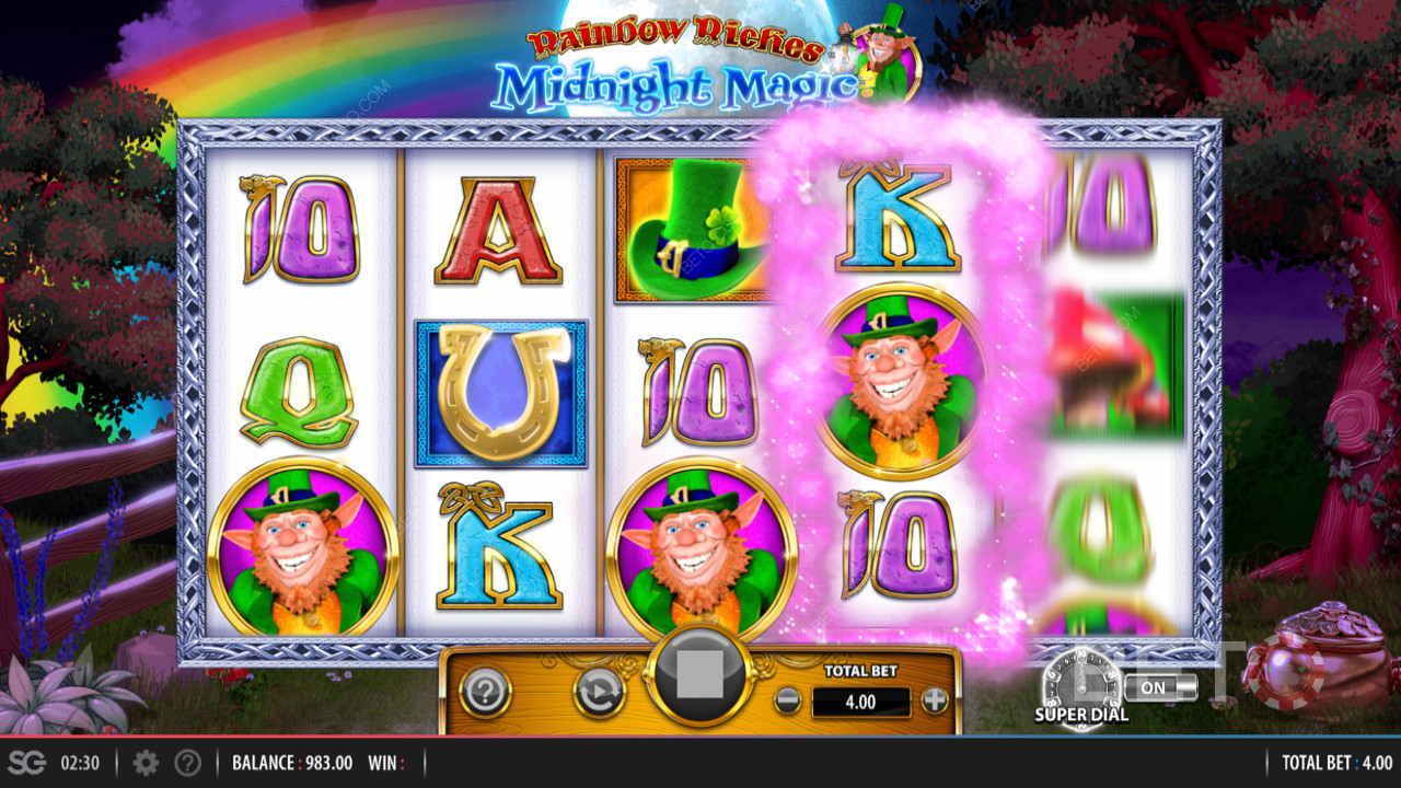 Rainbow Riches Midnight Magic van Barcrest met onder andere een Super Dial Bonus