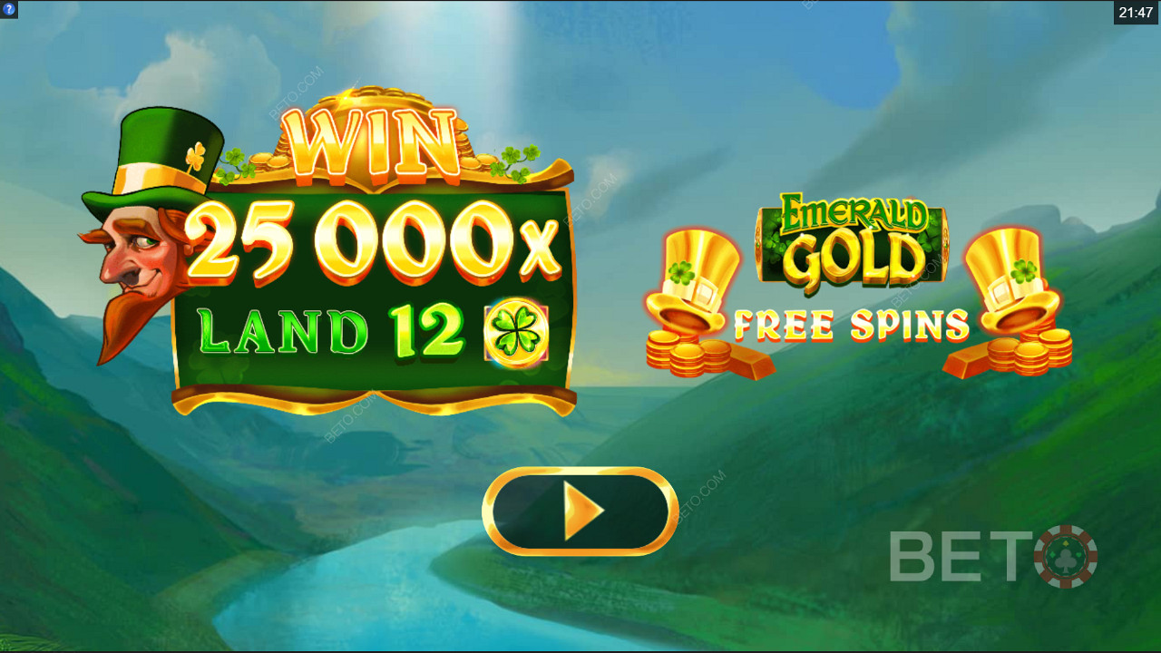 Win 25.000x je inzet op de Emerald Gold gokautomaat