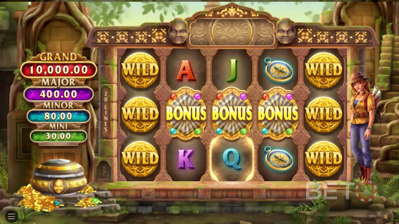 Land 3 Bonus symbolen om het Bonus Spel met de vaste Jackpots te starten
