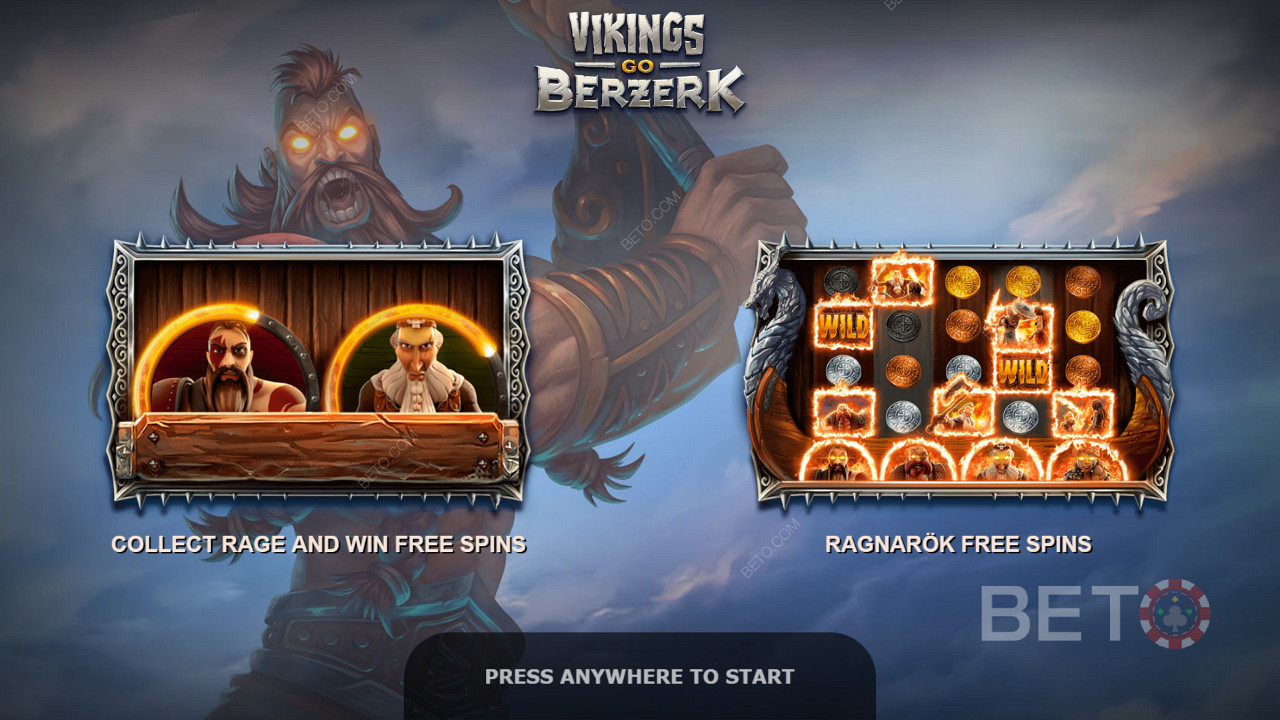 De Vikings Rage feature geeft je 7 Free Spins en een bonus Viking symbool