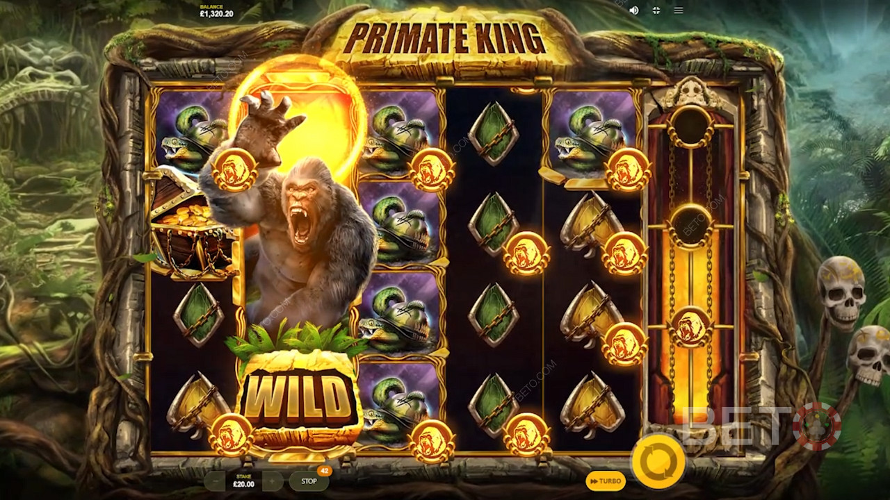 Primate King van Red Tiger Gaming is gestapeld met veel geweldige bonus features