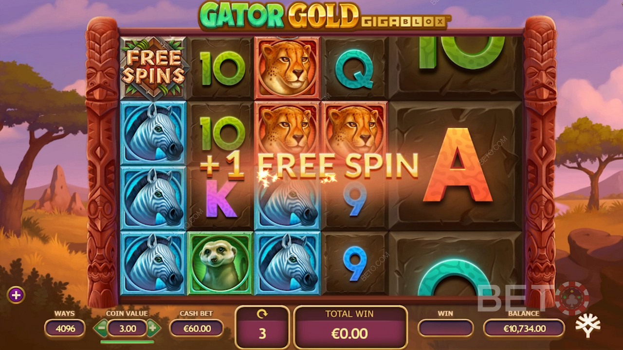 Win gratis spins in Gator Gold Gigablox