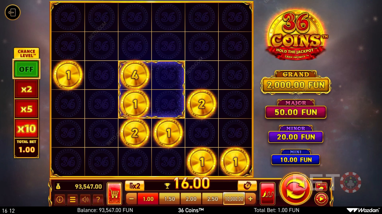 Bonusfuncties uitgelegd in 36 Coins door Wazdan