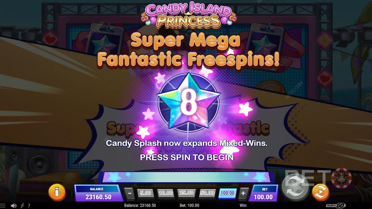 Flashy gratis spins in Candy Island Princess
