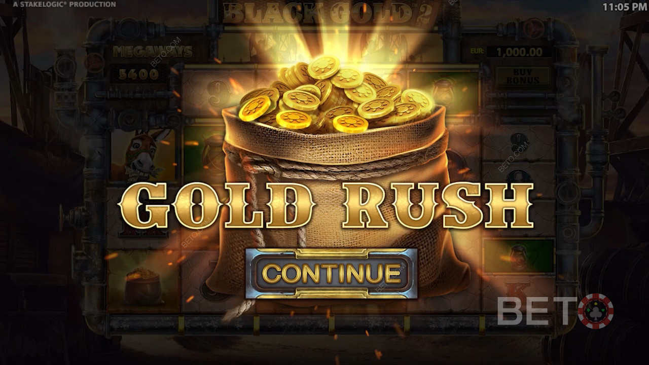 7 verschillende modifier bonussen kunnen worden gebruikt na het activeren van de Gold Rush feature