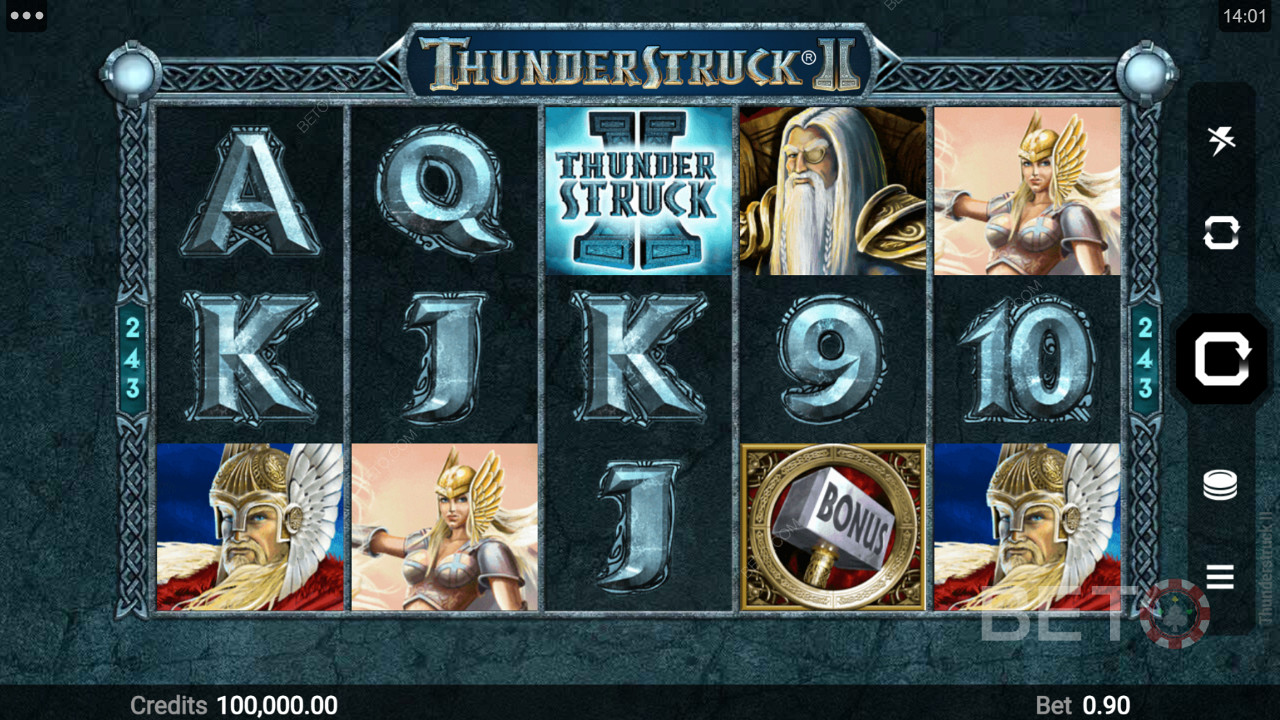 Verschillende themasymbolen in Thunderstruck II