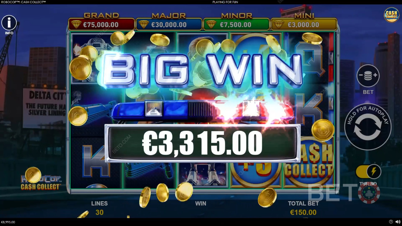 Win 1.878x je inzet in de RoboCop: Cash Collect Gokkast!