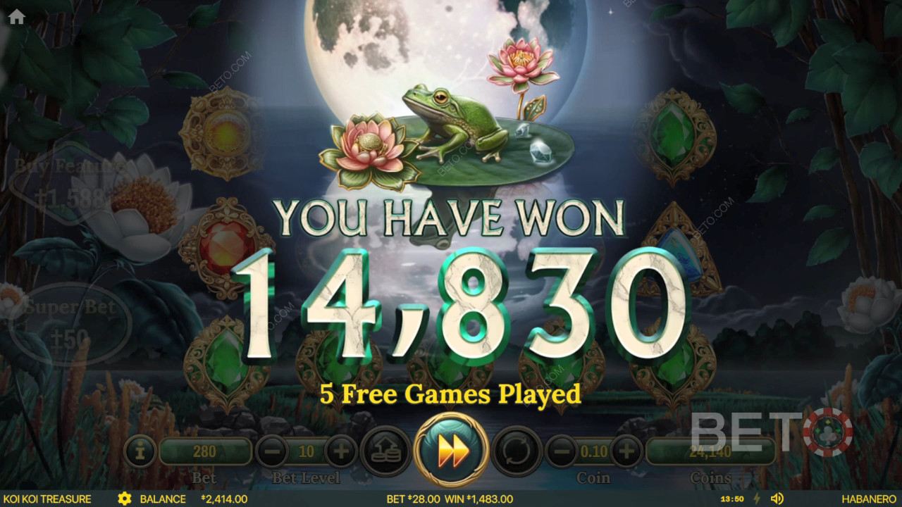 Win 1.682x je inzet in de Koi Koi Treasure gokkast online!