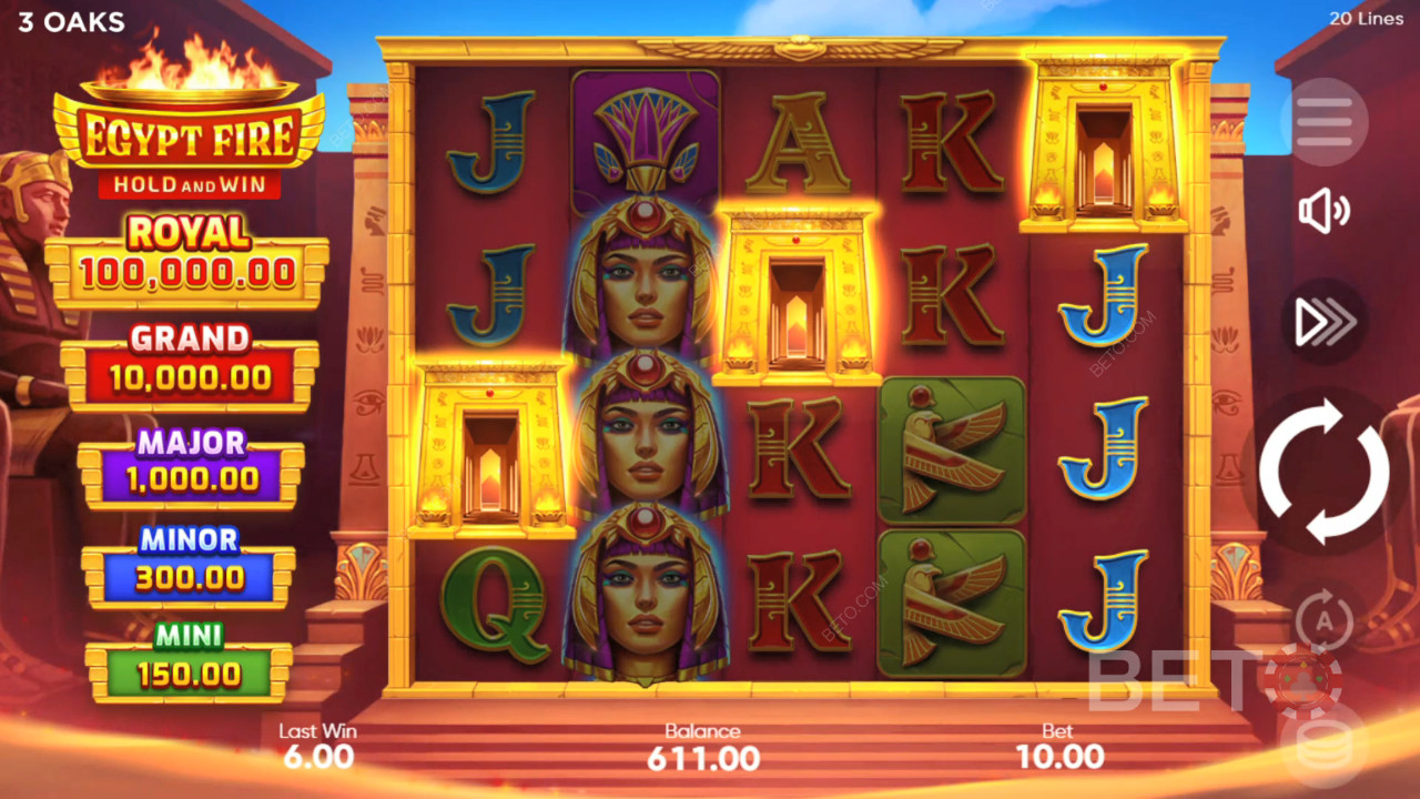Hoe speel je Egypt Fire van 3 Oaks Gaming?