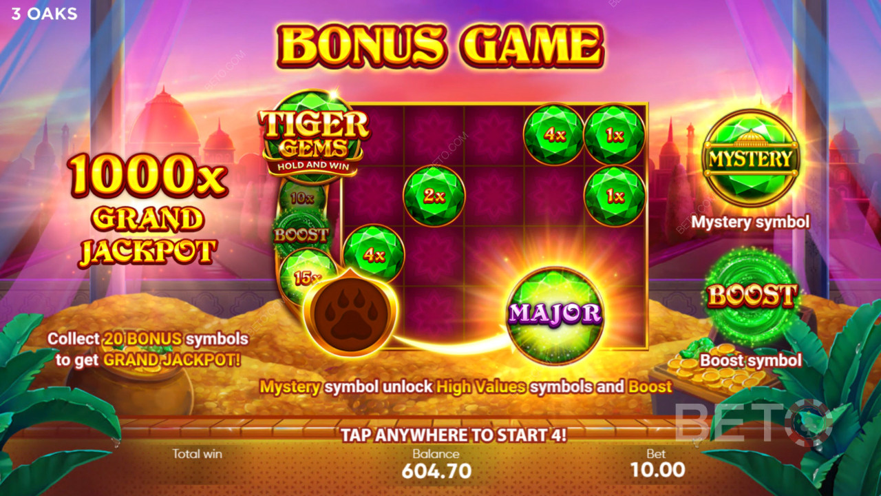 Bonusfuncties uitgelegd in Tiger Gems van 3 Oaks Gaming