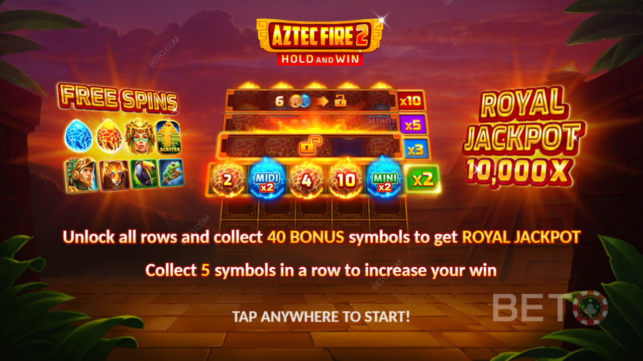 Bonusfuncties uitgelegd in Aztec Fire 2 van 3 Oaks Gaming