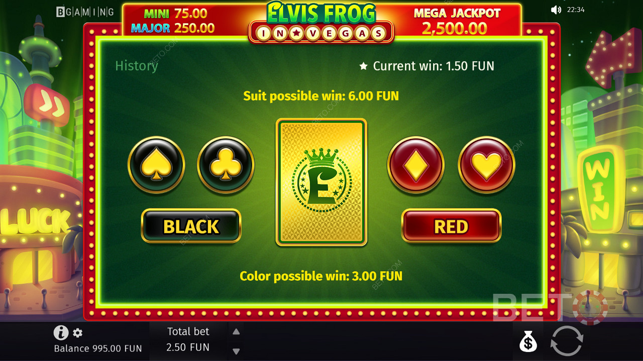 Raad de juiste kleur/kleur om je winst te verdubbelen/verviervoudigen met "Gamble"