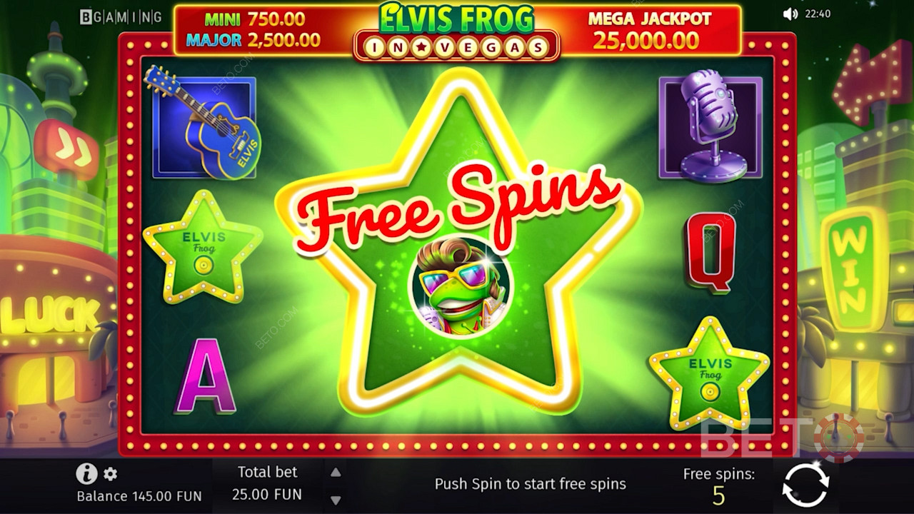 Land 3 Scatter-symbolen om het bonusspel te ontgrendelen en 5 Free Spins te verdienen