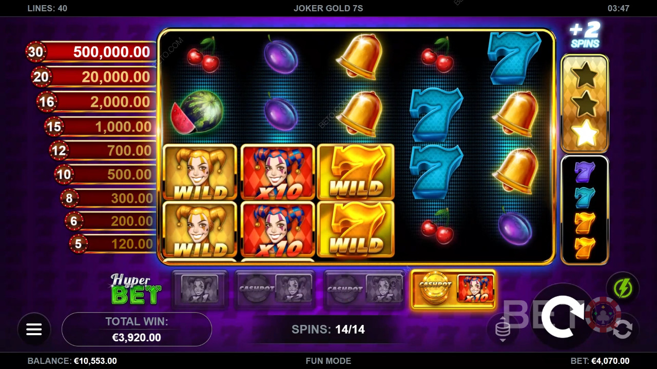 Win 50.000x je inzet in de Joker Gold 7s gokkast!