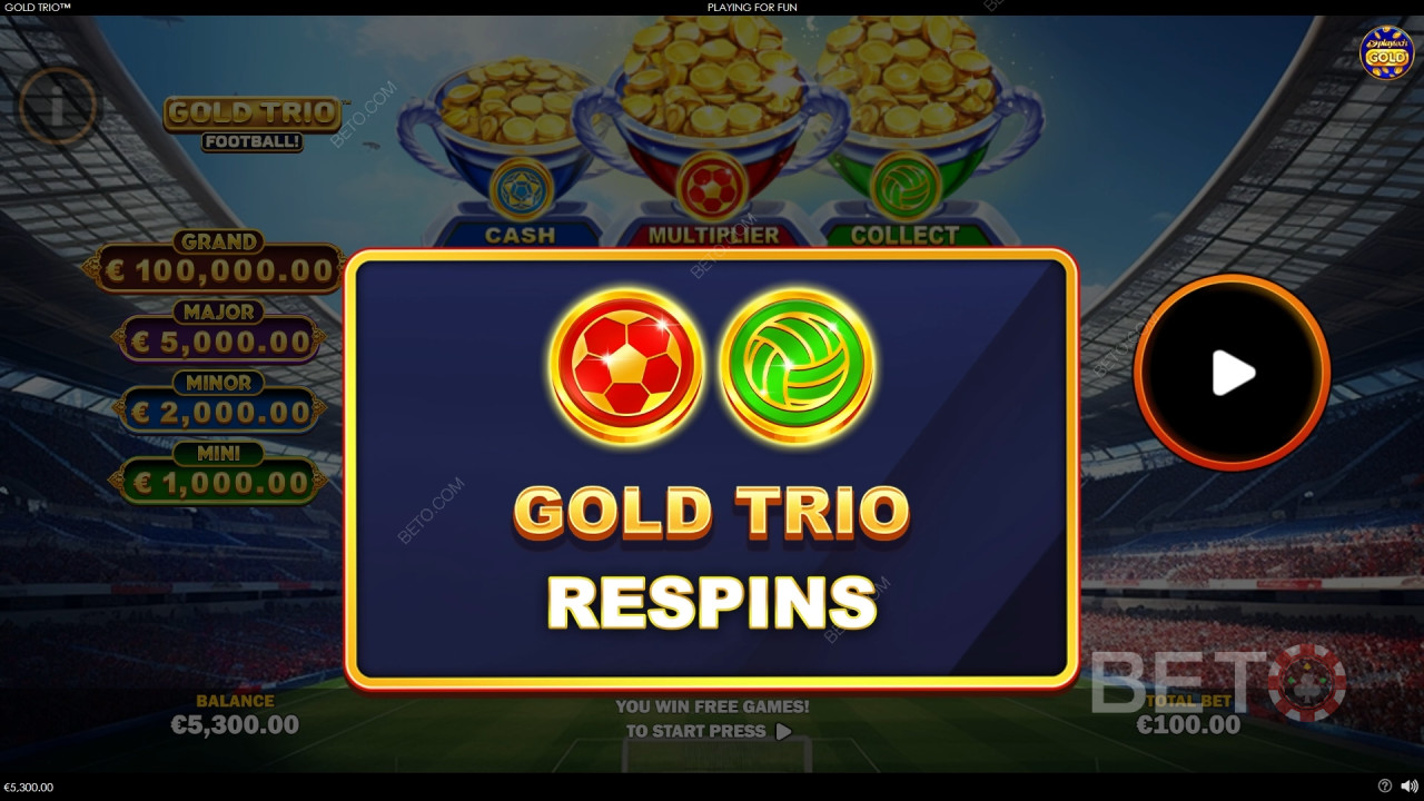 Bonusfuncties uitgelegd in Gold Trio: Voetbal! door Playtech